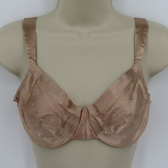 Fascination Bestform 34C 6662 Beige Shiny Satin Underwire Wide Strap Bra VTG - Picture 1 of 14